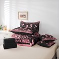 thumbnail image 5 of Homewish Initial B Letter Bedding Comforter Set 7 Pieces, Black Pink Sequin Print Full Bedding Set, Romantic Butterfly Animal Reversible Fitted Sheet Flat Sheet, Ultra Soft Bedroom Decor, 5 of 7