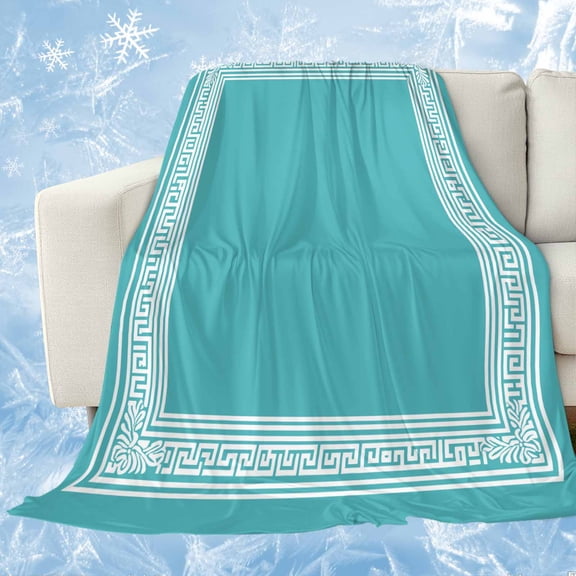 Turquoise Cooling Blanket,Lightweight Breathable Summer Throw Blanket with Double Sided Cold Effect,Geometric Boho Ethnic Tile Chic Monochrome Picnic Blankets Bed Sheet for Hot Sleepers 40"x60"