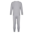 thumbnail image 2 of Sinleey Kids Boys Girls Striped Thermal Underwear Long Johns Set Long Sleeve T-Shirt Base Layer Underwear with Leggings Gray 5-6, 2 of 7