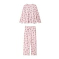 thumbnail image 4 of BLTIBY Women's Pajama Sets Printed Warm Long Sleeve Pants 2 Piece Sleepwear with Breast Pad Round Neck Pjs Lounge Set Fashion Comfortable Homewear Pink L, 4 of 4