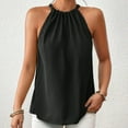 thumbnail image 2 of Womens Summer Tank Top Halter Neck Sleeveless Tank Top Solid Color Loose Fit Cami Tops Elegant Blouse Tshirts Tunic Plain Casual Tees Camisoles Casual Pleated Shirts Black, 2 of 4