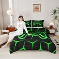 thumbnail image 4 of Castle Fairy Abstract Gamer Twin Comforter Sets,Futuristic Geometric Honeycomb Bedding Set, 4 of 8