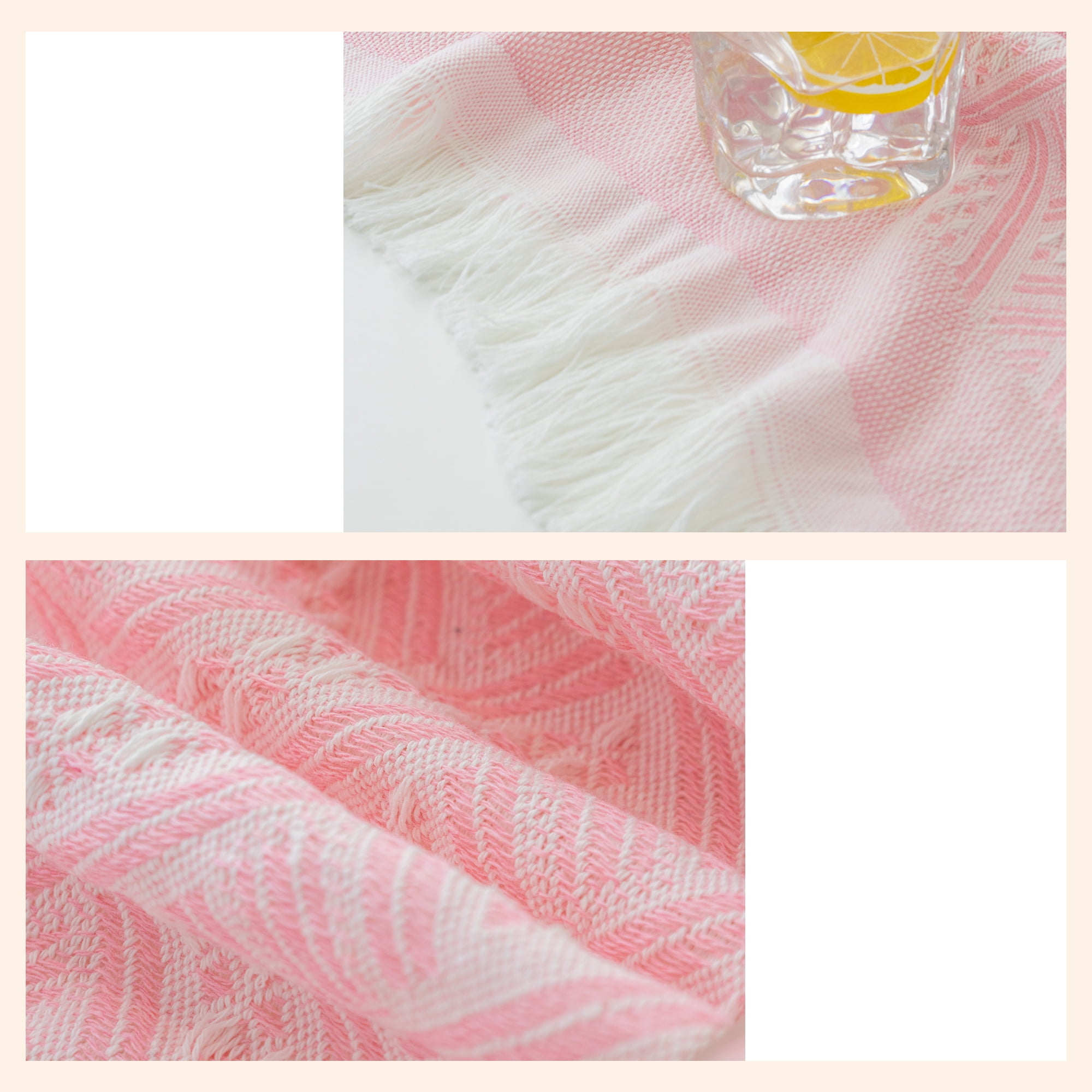 Unique Bargains Tablecloths with Tassel for Multiple Use Pink 35.4"x35.4"
