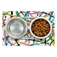 thumbnail image 1 of Art Abstract Pet Mat for Food and Water, Contemporary Novelty Artwork with Irregular Jumble Colorful Line Strokes, Non-Slip Rubber Mat for Dogs and Cats, 18" X 12", by Ambesonne, 1 of 2