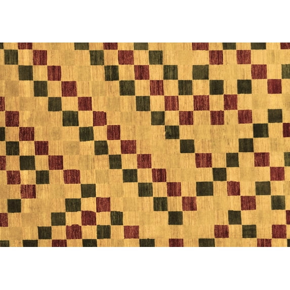 Ahgly Company Indoor Rectangle Checkered Brown Modern Area Rugs, 5' x 8'