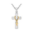 thumbnail image 1 of Sterling Silver Polished Double Cross Pendant Necklace with Chain, 1 of 4