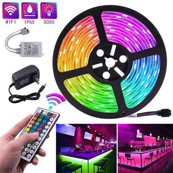 LED Strip Lights,16.4ft Waterproof LED Light Strips,RGB LED Strip Lights with Remote Control,Color Changing LED Lights for Bedroom Kitchen Decoration