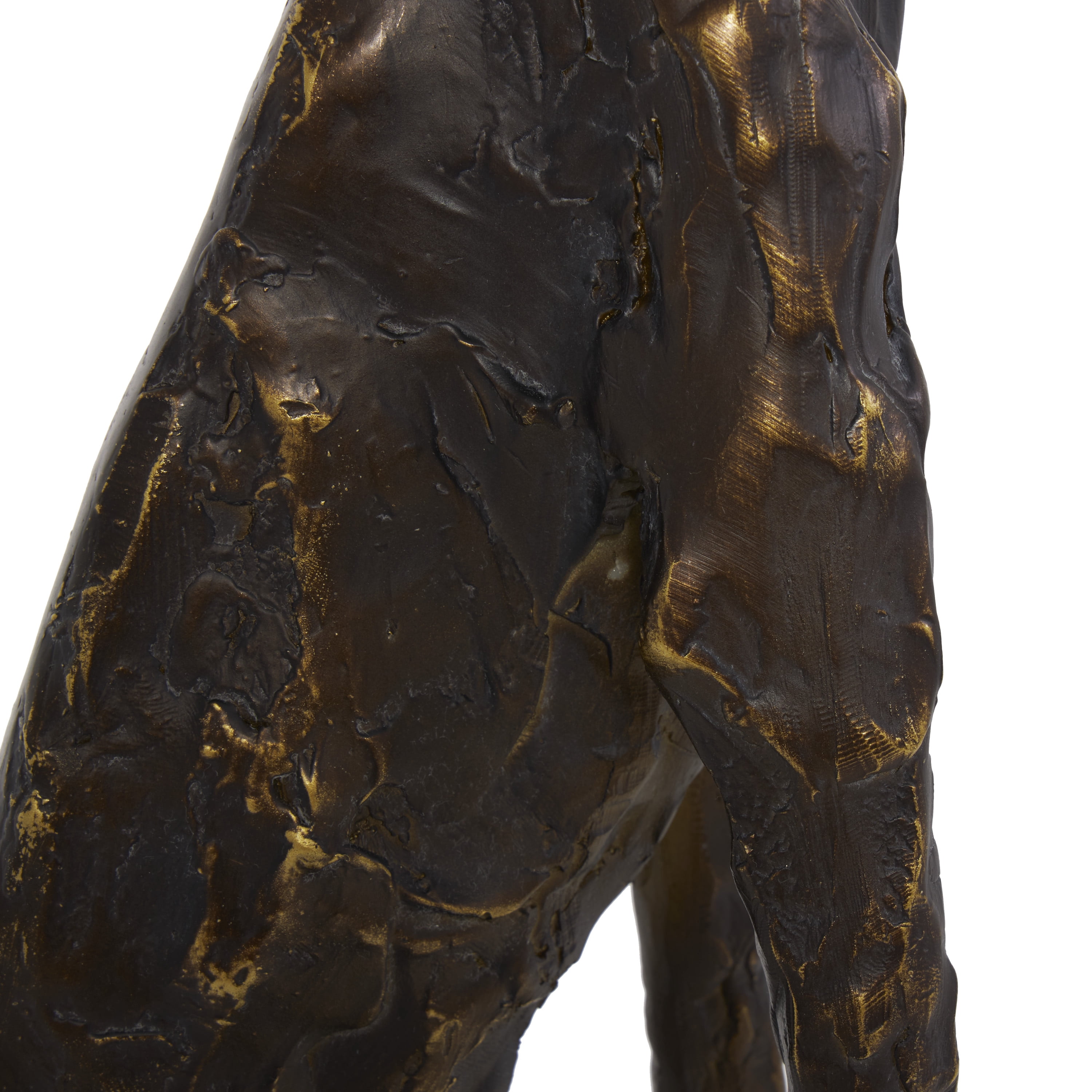 7" x 21" Bronze Polystone Distressed Slim Frame Dog Sculpture with Gold Accents, by DecMode