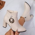 thumbnail image 2 of Birdeem Women's Fall Winter Ankle Boots, Thick Heel Metal Ring Pointed Toe Comfort Height-Enhancing Large Size, Women's Winter Boots, Women's Boots Ankle, 2 of 9