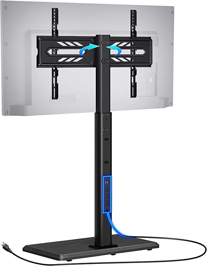 TV Stand with Power Outlet, Universal Floor TV Stand for 3270 inch, TVs Height Adjustable