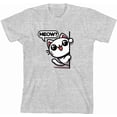 thumbnail image 3 of Chibi White Cat Youth Heather Gray Crew Neck Short Sleeve Tee-Medium, 3 of 4