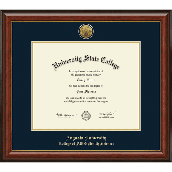 Augusta University College of Allied Health Sciences Diploma Frame, Document Size 17" x 14"