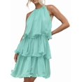 thumbnail image 3 of Womens Sleeveless Chiffon Dress with Ruffle Hem Elegant Evening Gown Party Maxi Dress Blue-Green M, 3 of 7