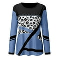 thumbnail image 3 of Womens Long Sleeve T Shirts Tops Fashion Casual Crewneck Leopard Print Flannel Brushed Fall Clothes for Women Tees Blouses Blue M, 3 of 6