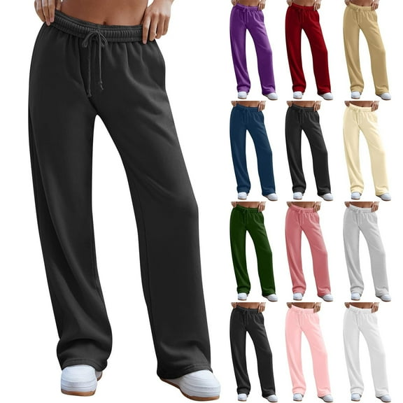 Womens Sweatpants Women's Wide Leg Inside Drawstring Loose Sweatpants with Casual Loose Fit Fashion Fashion Clothing