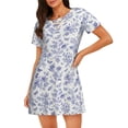 thumbnail image 4 of Salouo Floral Butterfly Print Short Sleeve Sleepshirt for Womens Comfy Nightgown Scoopneck Cute Nightdress Ruffle -XX-Large, 4 of 7