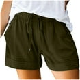 thumbnail image 5 of Bloomae Womens Plus Size Comfy Shorts Lightweight Casual Drawstring Elastic Waist Baggy Lounge Shorts Loose Fit Summer Beach Short Pants with Pockets Army Green#01 XXXXXL, 5 of 7