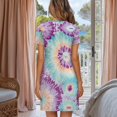 thumbnail image 3 of Yuyamidu Tie Dye Sleep Shirts for Women Button Down Short Sleeve Nightshirt Crew Neck Nightgowns Ladies Nightdress, 3 of 7