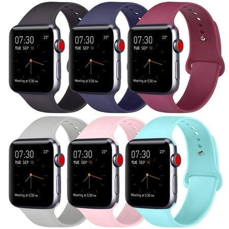 6 Pack Compatible Apple Watch Band 38mm 40mm 42mm 44mm, Soft