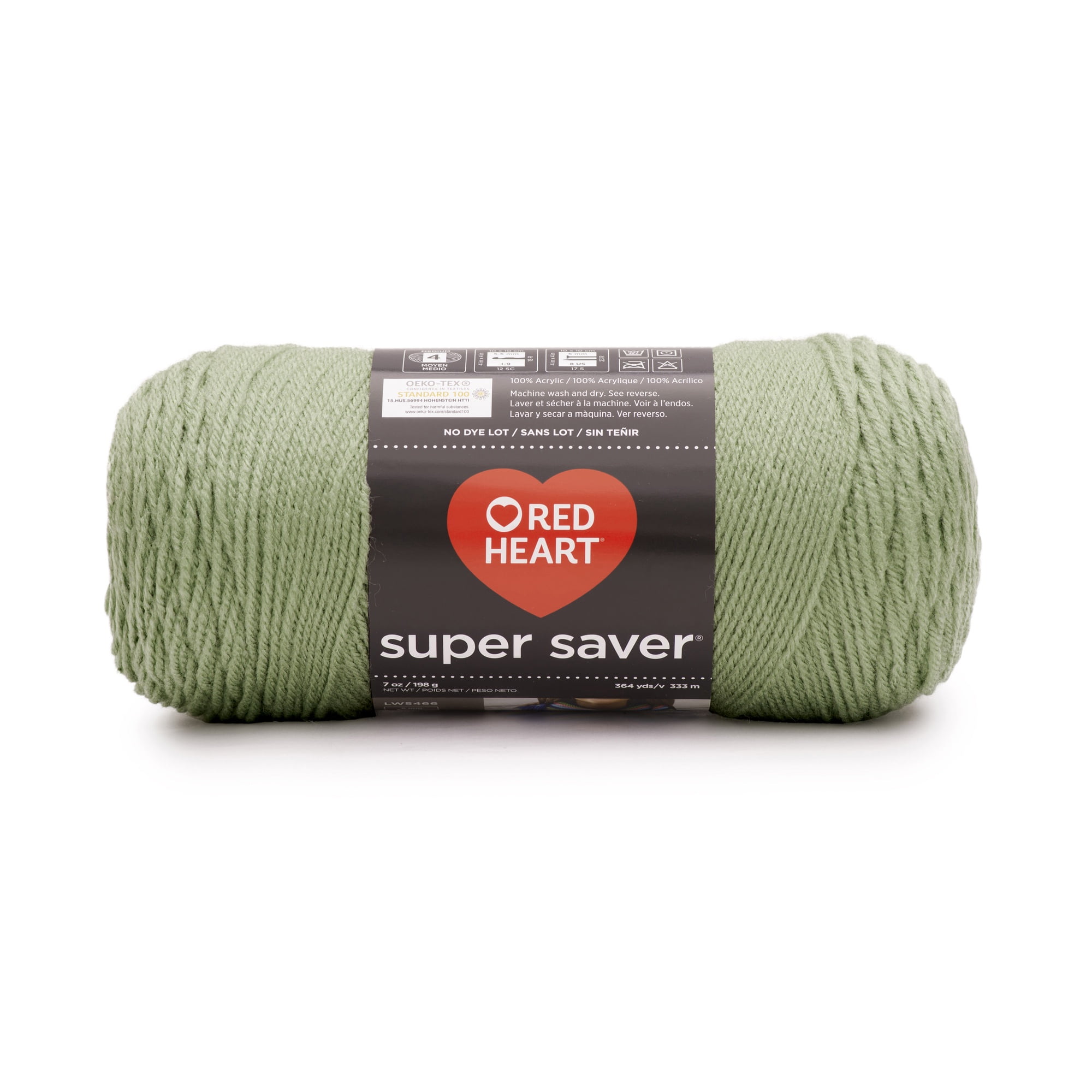 (2 pack) Red Heart® Super Saver® 4 Medium Acrylic Yarn, Frosty Green 7oz/198g, 364 Yards