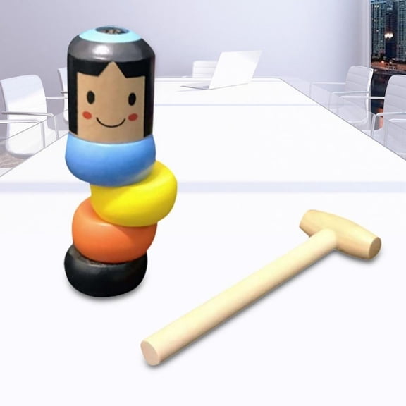 Interesting Magic Toy,Little Wooden Man, Who Cant Beat, Little Unbreakable Wooden Man Magic Toy Stage Magic Props, Funny for Kids Toy