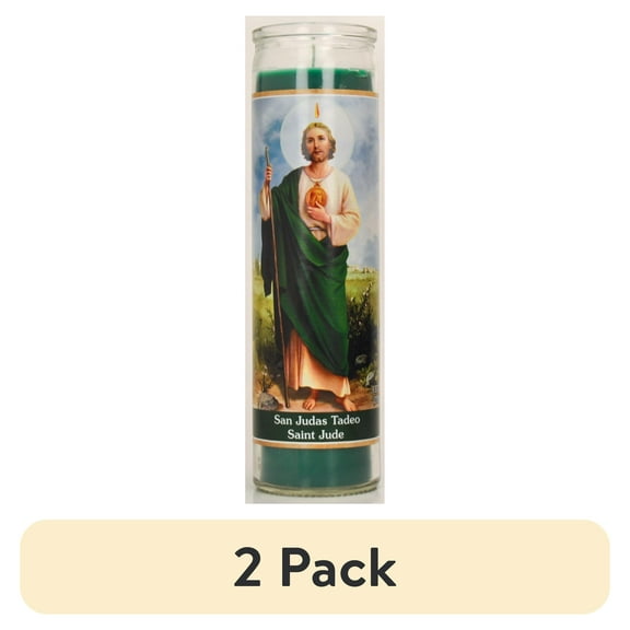 (2 pack) Saint Jude Green Wax 8 inch Prayer Candle