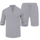 thumbnail image 4 of Tops de Manga Larga Casual Cuello Redondo de Color Sólido con Cintura Elástica Y Cordón Bolsillos de Dos Piezas, Incluye Blusa Y Pantalones para Uso Diario Al Aire Libre, 4 of 7