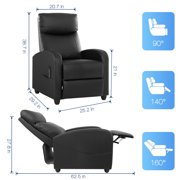 MCQ Recliner Sofa with Vibration Massage, Adjustable Footrest Chair for Lounge Bedroom, Black