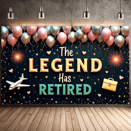 Balloon Design Retirement Banner Decorative Airplane Celebration for Office Party Indoor Decoration Retirement Celebration Event