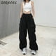 thumbnail image 3 of Pantalones Cargo con bolsillo y cordón para mujer, pantalón informal de pierna ancha Y2K, ropa de calle, chándal de cintura alta, pantalones holgados coreanos, Verano, 3 of 5