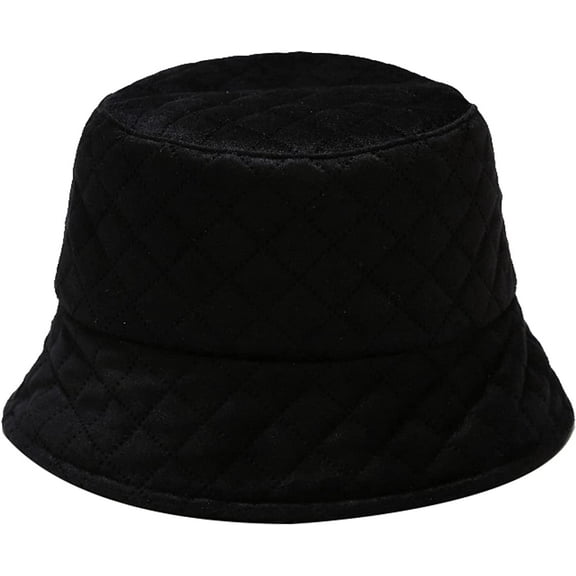 CoCopeaunts Bucket Hat for Women Autumn Winter Warm Solid Quilted Plaid Fisherman Hat Casual Version Outdoor Flat-top Basin Hat