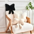 thumbnail image 3 of COOKCOK Bow Pillow, Soft Bow Decorative Throw Pillows with Faux Rabbit Fur, Cute 12" Bow Throw Pillows for Home Decor, Plush Pillow for Bedroom Sofa Couch, Black, 3 of 7