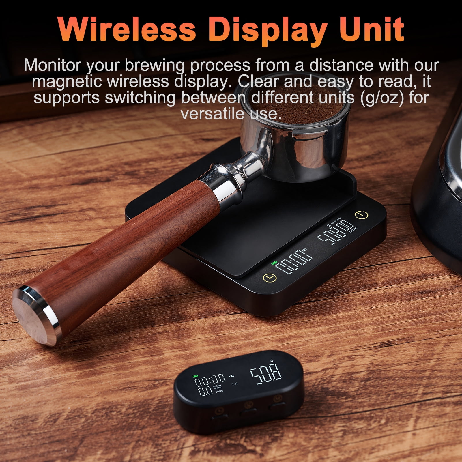 Riousery Digital Coffee Scale with Timer and Wireless Display, 3kg/0.1g Accurate Kitchen Food Scale for Espresso and Pour Over, Type-C Rechargeable, Black