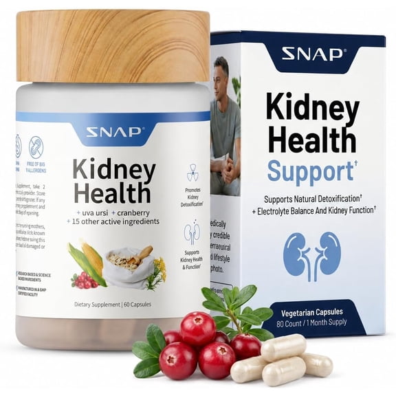 Snap Supplements Kidney Support Capsules with Uva Ursi, 60 Count