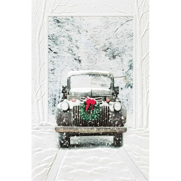 Pumpernickel Press Embossed Christmas Greeting Cards Boxed Set – Antique Truck, 16 Count