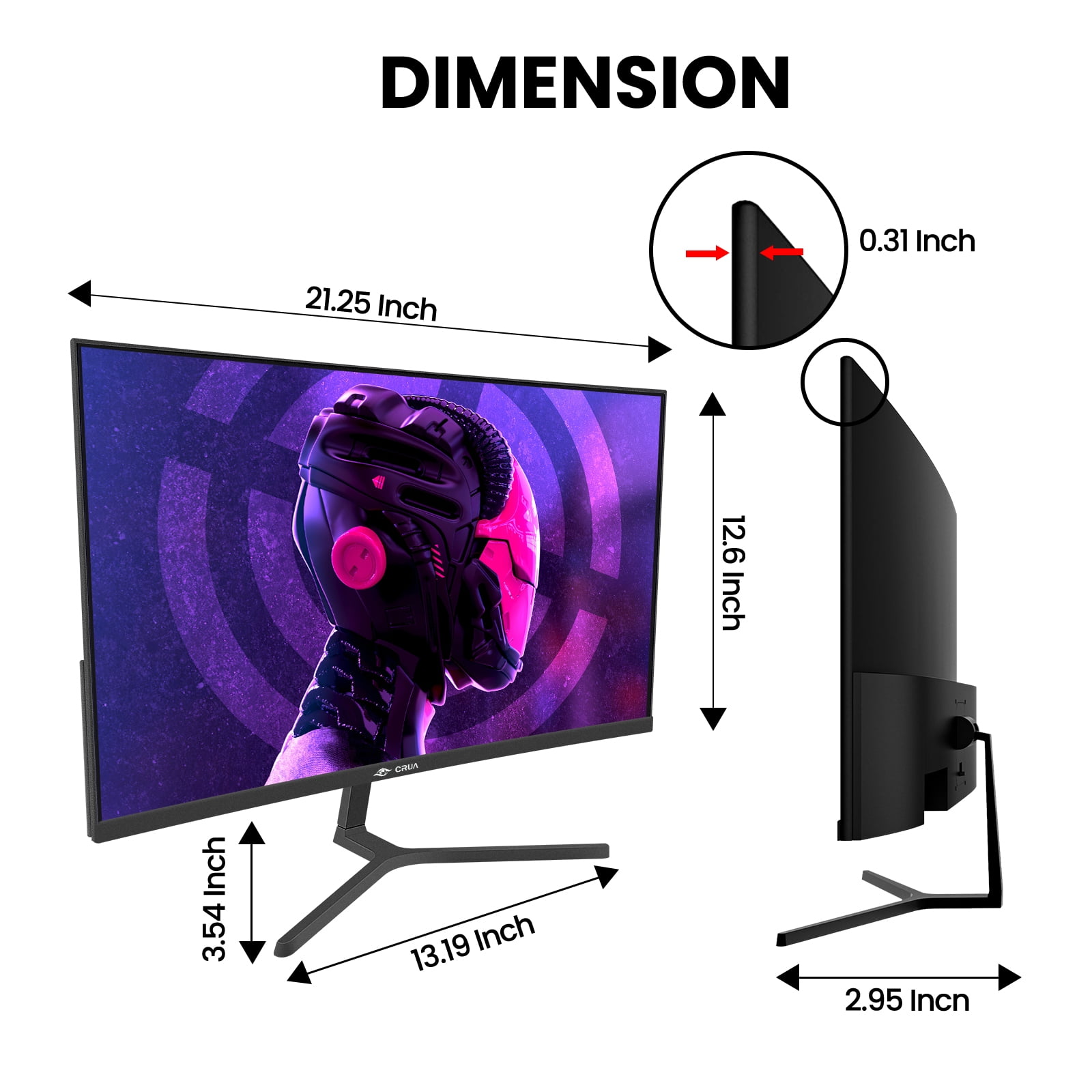 CRUA 27 165Hz/180Hz Curved Gaming Monitor - FHD 1080P,AMD FreeSync,1800R  Frameless Computer Monitor, 1ms GTG, DP&HDMI Port, Black 