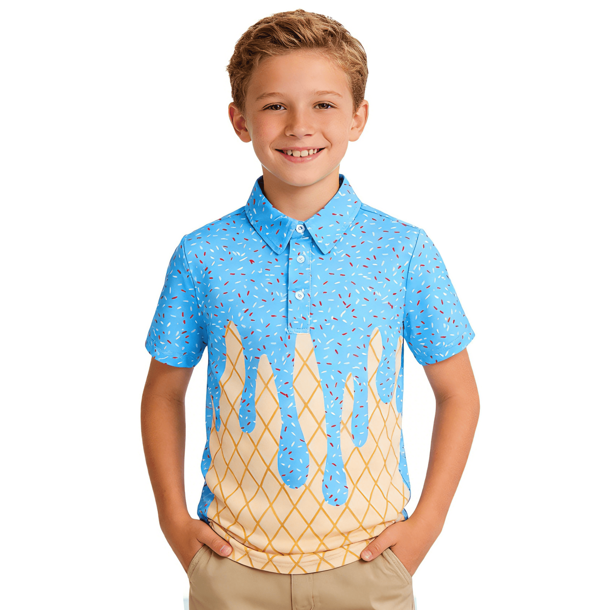 Aideaone Boys Performance Polo Shirts Short Sleeve Hawaiian Tropical Graphic Print Casual Shirts Size 5-14