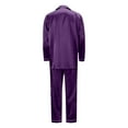 thumbnail image 3 of Satin Pajamas For Women Men Set Unisex Kids Pajamas Set Button Down Long Sleeve Sleepwear Lounge Set Long Sleeve Top And Pants Family Christmas Pajamas Matching Sets 2025 Men #01Purple,M, 3 of 8