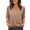 Khaki, variant on Petite Women Shirt V-Neck Pleated Ruffle Hem for Casual Loose Fit Tees Tops Pink XL