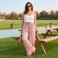 thumbnail image 6 of Vxararl Womens Wide Leg Flowy Palazzo Pants Casual Beach Vacation Clothes, Summer Fall 2026 High Waisted Flowy Lounge Trousers with Drawstring Flowy Pants for Women Pink XL, 6 of 7