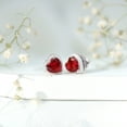 thumbnail image 6 of Rosec Jewels Heart Shape Created Ruby Stud Earrings with Moissanite Halo (AAAA Grade) - 8 mm, 10K White Gold, 6 of 8