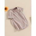 thumbnail image 3 of xiaxaixu Barboteuses pour Filles et Garçons, Été Manches Courtes Col Rond Poche Poitrine Combinaison Courte pour Bébé, 3 of 8