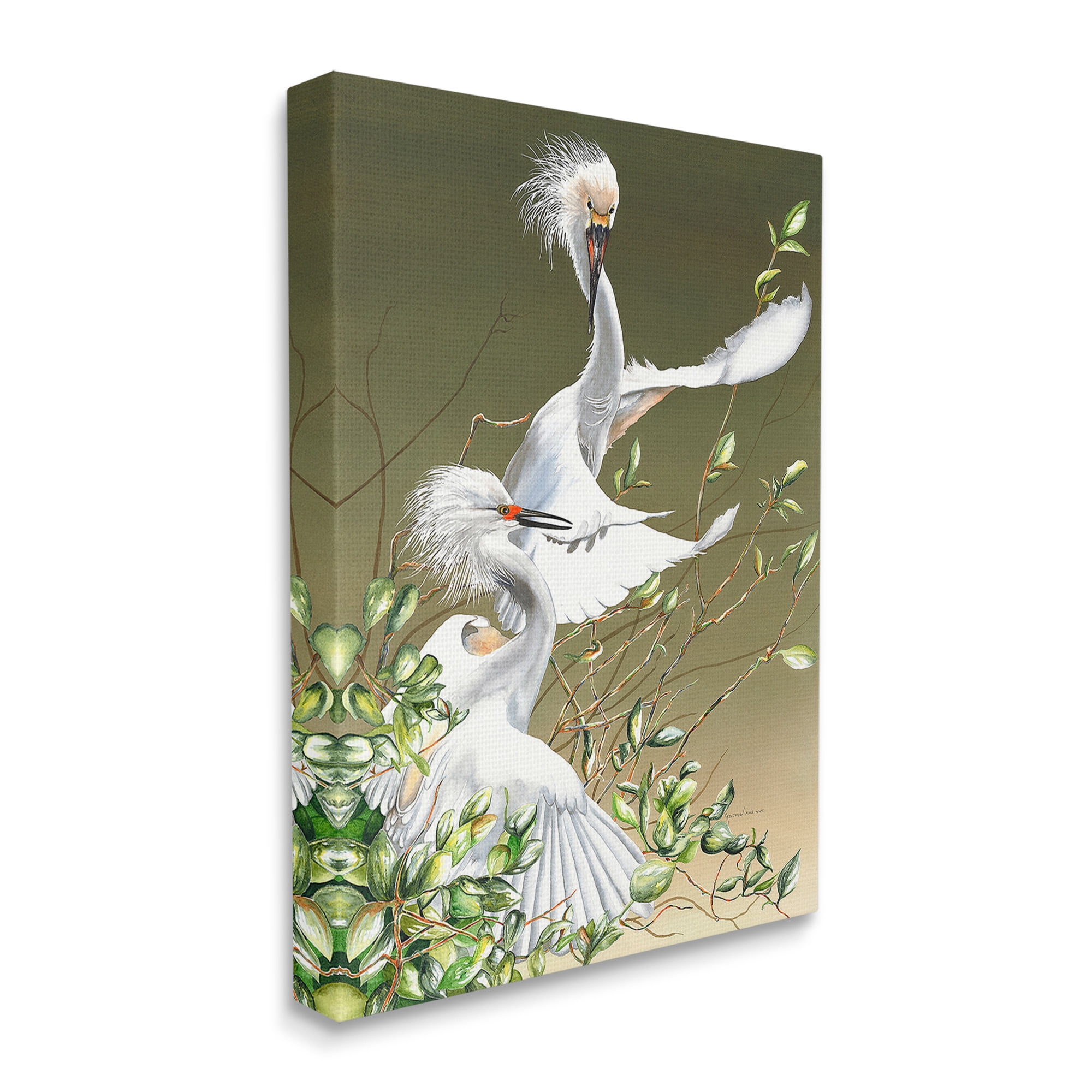 Stupell Industries Egrets Flapping Wings Animals & Insects Painting Gallery Wrapped Canvas Art Print Wall Art, 16 x 20
