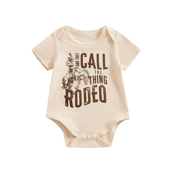 Musuos Baby Girls Boys Western Romper 0-18M Casual Letter Print Round Neck Short Sleeve Jumpsuit Newborn Summer Clothes