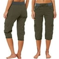 thumbnail image 2 of Erwazi Women's Jogger Cargo Capris Solid High Waisted Drawstring 3/4 Length Pants with Pockets, 2 of 5