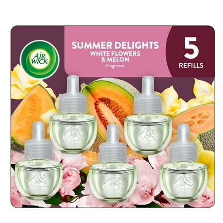 Air Wick Plug-In Scented Oil Air Freshener Warmer Refills, Summer Delights, 5 Count