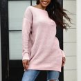 thumbnail image 3 of Women's Winter Loose Versatile One-shoulder Solid Color Mid-length Knitted Sweater for Fall and Winter, Cozy and Chic, Ideal for Seasonal Outfits,Pink,Size 2XL, 3 of 6