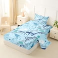 thumbnail image 2 of Feelyou Pale Dino Skeleton Twin Sheet Sets for Kids, Cartoon Wildlife Fossil Bedding, Blue, 3 Pieces, 2 of 5