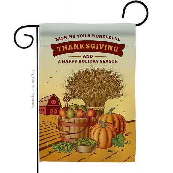 Breeze Decor G163083-BO Thanksgiving Holiday Garden Flag Fall 13 x 18.5 in. Double-Sided Decorative Vertical Flags for House Decoration Banner Yard Gift