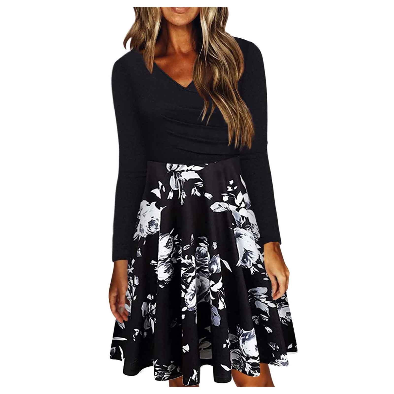 Long-sleeved Casual Low-cut Dress 